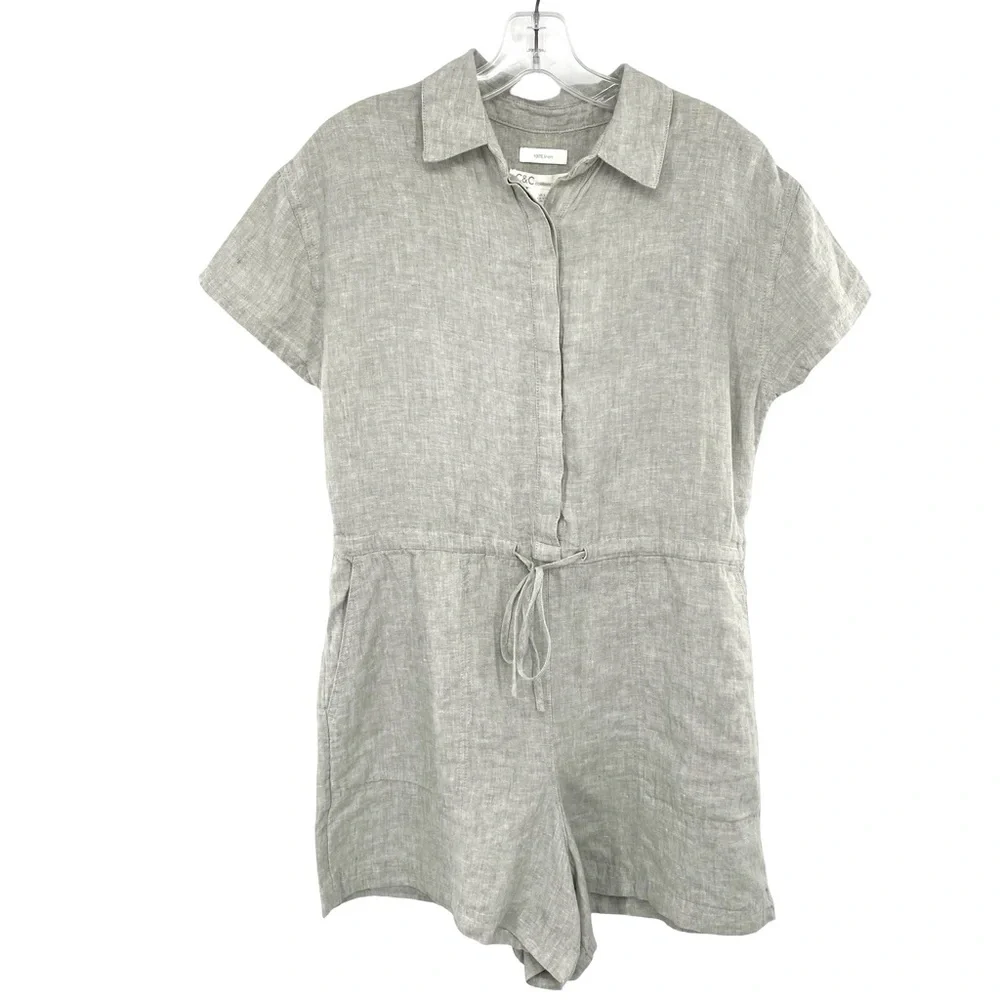 C&C California Linen Short Sleeve Romper Small